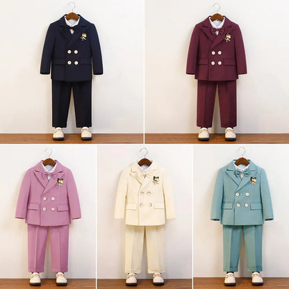 Elegant Boys’ Velvet Suit – British-Style Wedding & Party Outfit