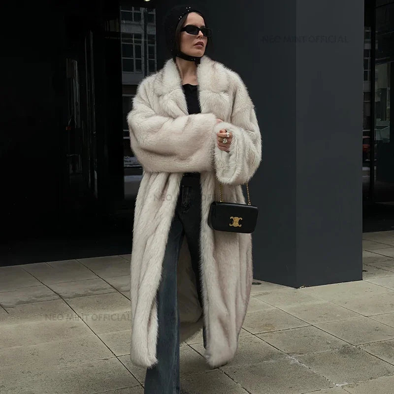 Street Chic: Warm Faux Fox Fur Jacket for Winter