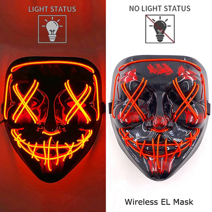 Wireless Neon LED Purge Mask – Glowing Halloween Party Mask