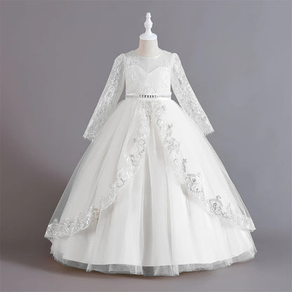 Girls Evening Dress – Lace Embroidered Party Gownn
