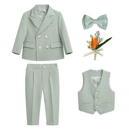Boys’ Wedding Tuxedo Set – Formal Blazer, Pants & Bowtie Outfit