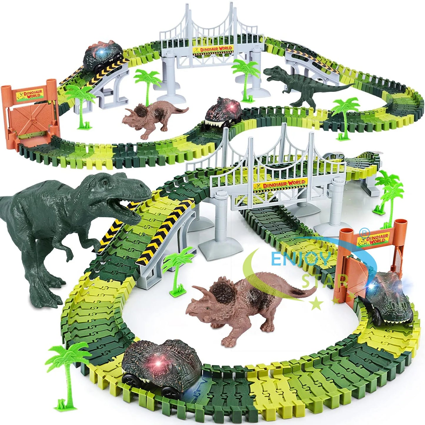 156-Piece Dinosaur Railway Track Toy Set – DIY Race Adventure for Kids!