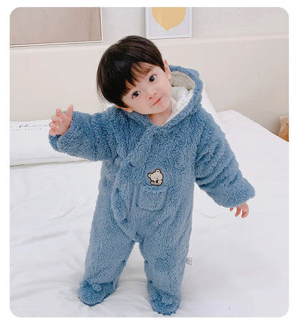 Hooded Bear Jumpsuit for Babies – Soft & Cozy