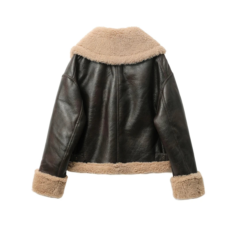 Warm & Chic: Women’s Thickened Brown Winter Jacket