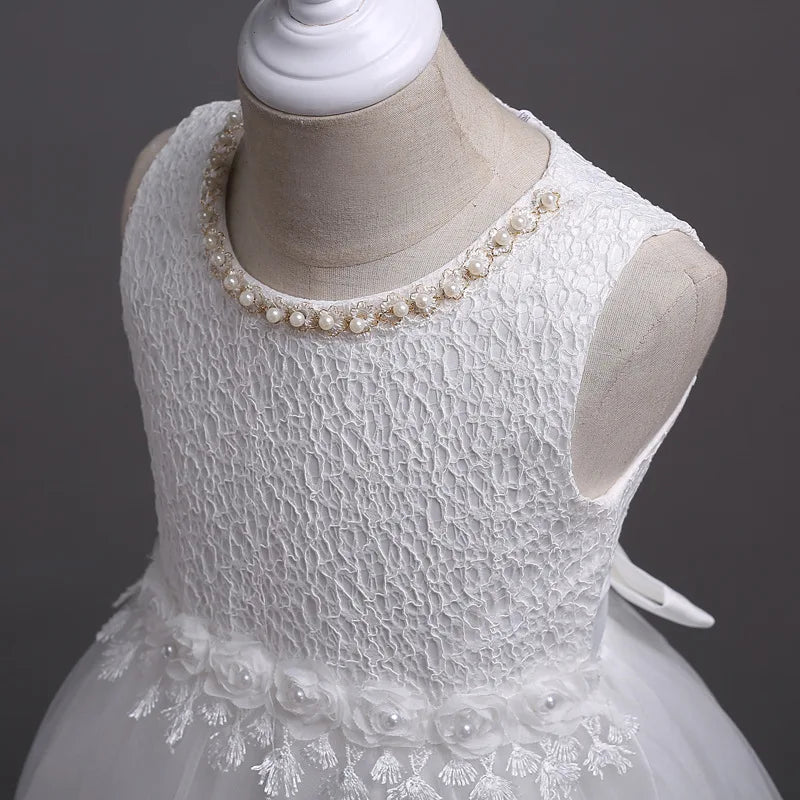 Pearl-Embellished Baby Dress – Formal Pageant Gown