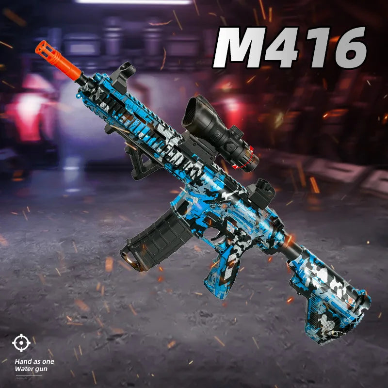 Ultra Shoppings M416 electric gel gun toy for outdoor water ball shooting, perfect for parent-child summer interactive games.
