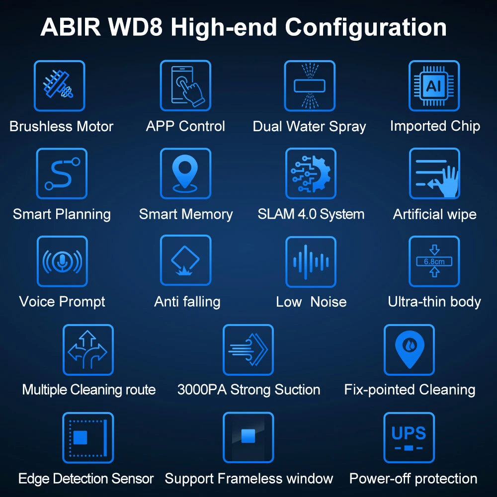 ABIR WD8 Robot Window Cleaner: Effortless Shine with Smart Tech