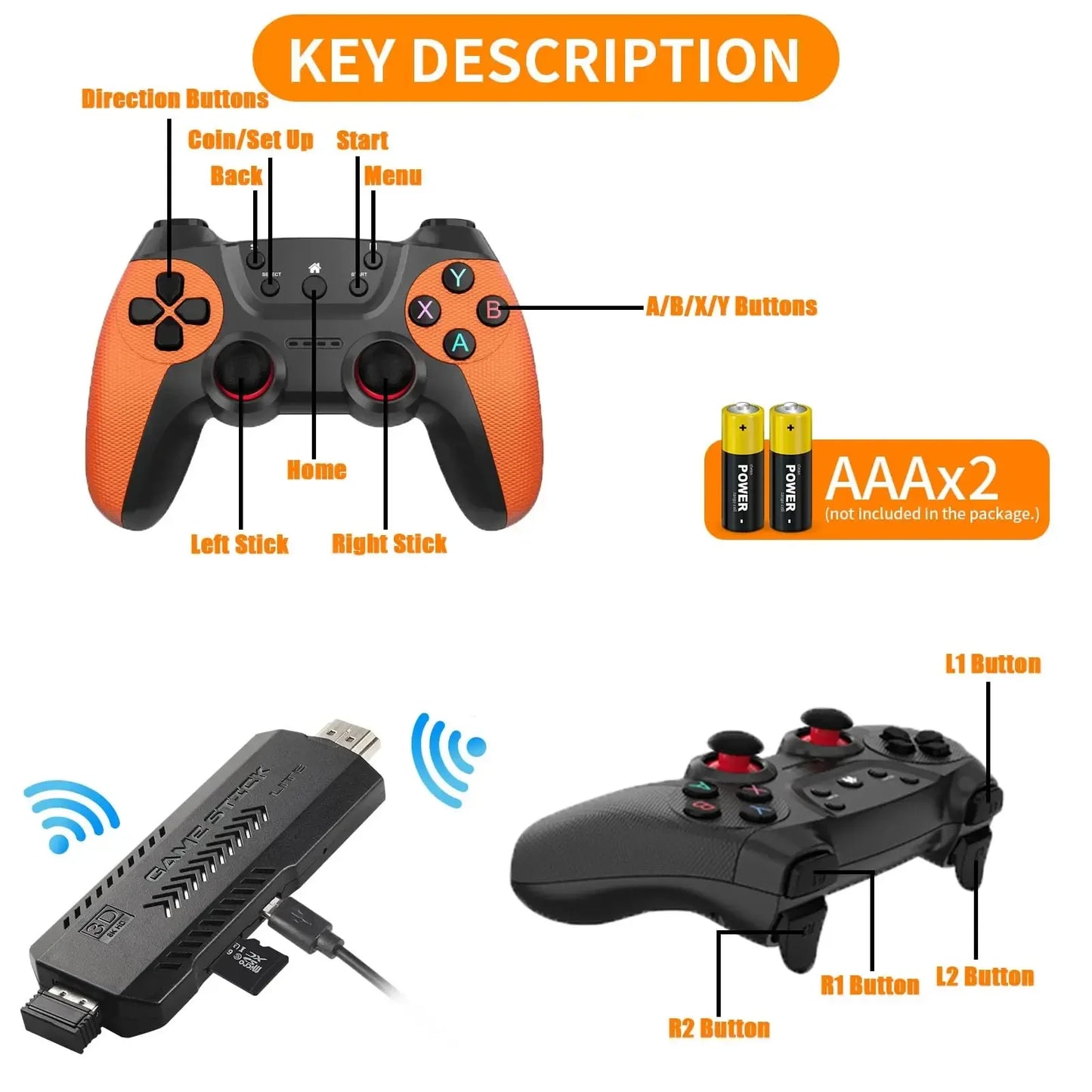 X2 Ultra 4K Retro Game Stick: 30,000 Games & Wireless Controllers Christmas Gift