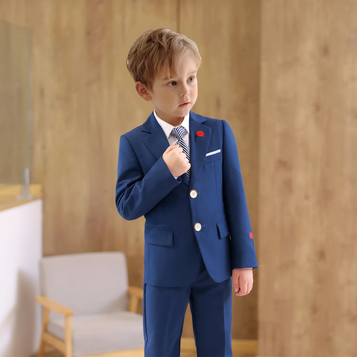 Little Boys’ Handsome Outfit – 3-Piece Suit for Weddings & Parties