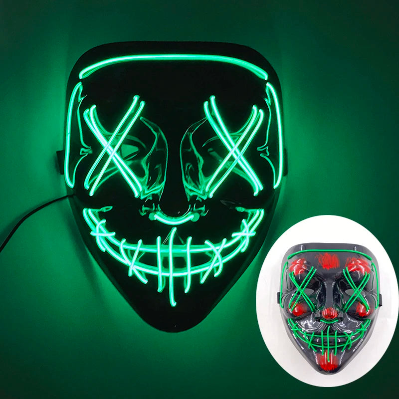 Halloween Light-Up Mask – Neon LED Marshmallow Headgear