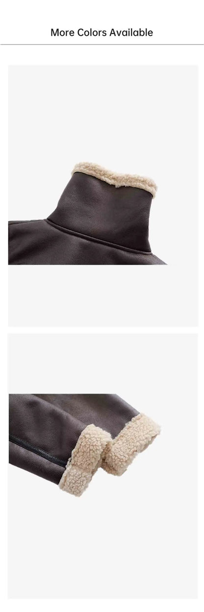 Retro Moto Style Coat – 2024 A/W Women's Fur Outerwear