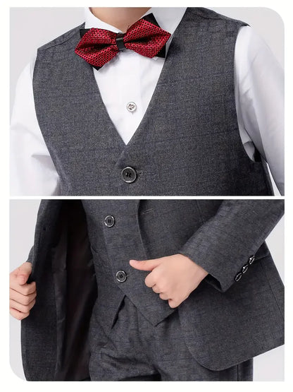 Boys’ Multi-Occasion Suit – Jacket, Vest, Pants & Accessories Set