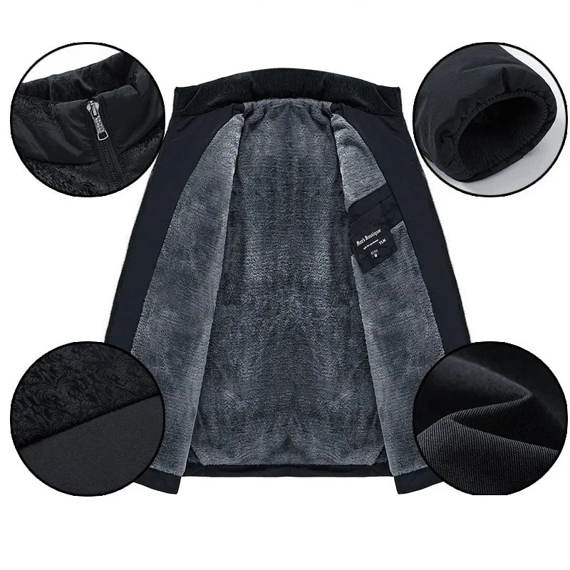 Stand Collar Puffer Jacket – Plush Thick Parka for Men