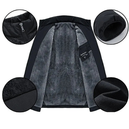 Stand Collar Puffer Jacket – Plush Thick Parka for Men