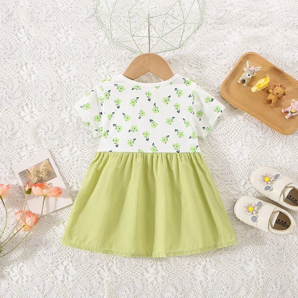 Baby Girl Flower Print Shoulder Strap Dress