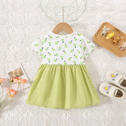 Baby Girl Flower Print Shoulder Strap Dress