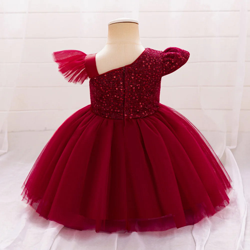 Cute Fly Sleeve Baby Girl Birthday Outfit