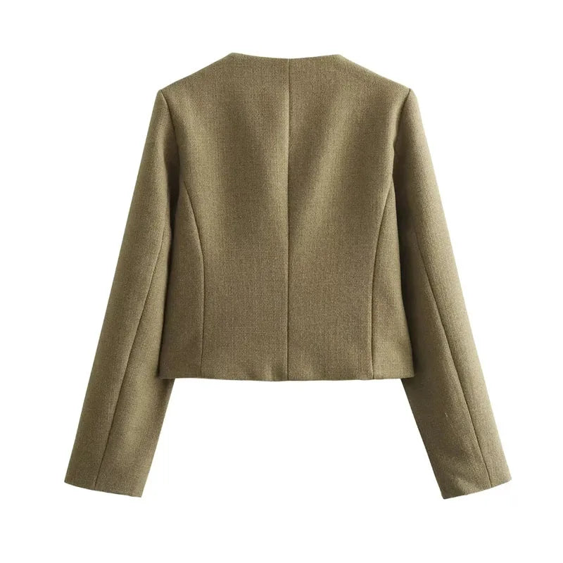 Elegant Cropped Jacket for Women – Perfect for Autumn & Winter