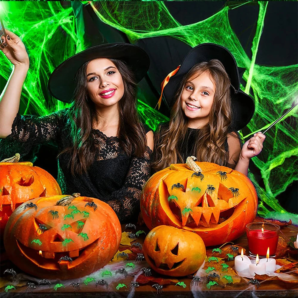 Halloween Fluorescent Cobwebs – Glowing Spider Web Decorations