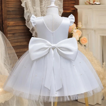 Kids Flower Girl Dress – Elegant Bow Tulle Party Wear