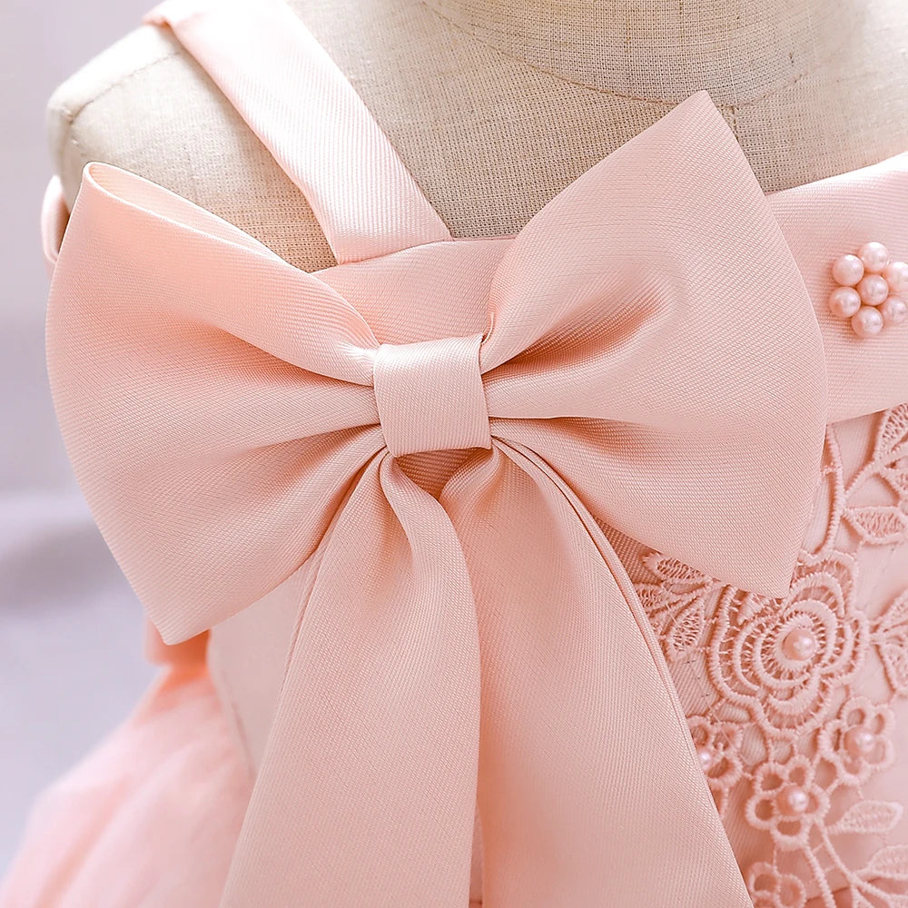 Elegant Infant Dress – Bow Lace Princess Party Wear