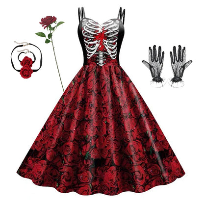 Scary Witch Skull Dress – Halloween Cosplay Outfit