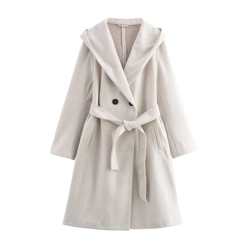 Chic Autumn Windcoat with Bow Belt & Pockets