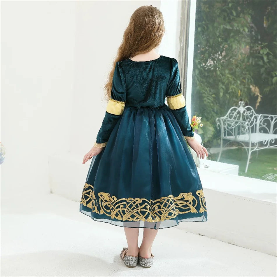 Girls’ Princess Cosplay Dress – Long Sleeve Halloween & Stage Outfit
