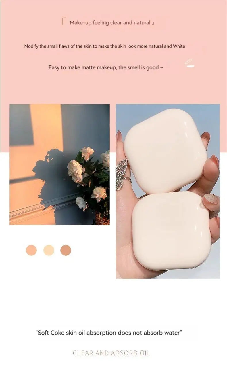 Brighten & Set: Portable Oil Control Makeup Powder with Mirror