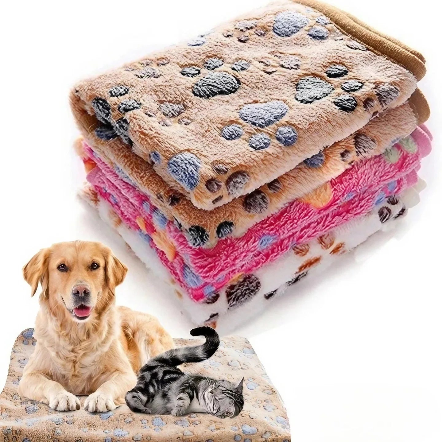 Soft & Fluffy Pet Blanket – Cute Cartoon Design for Cats & Dogs