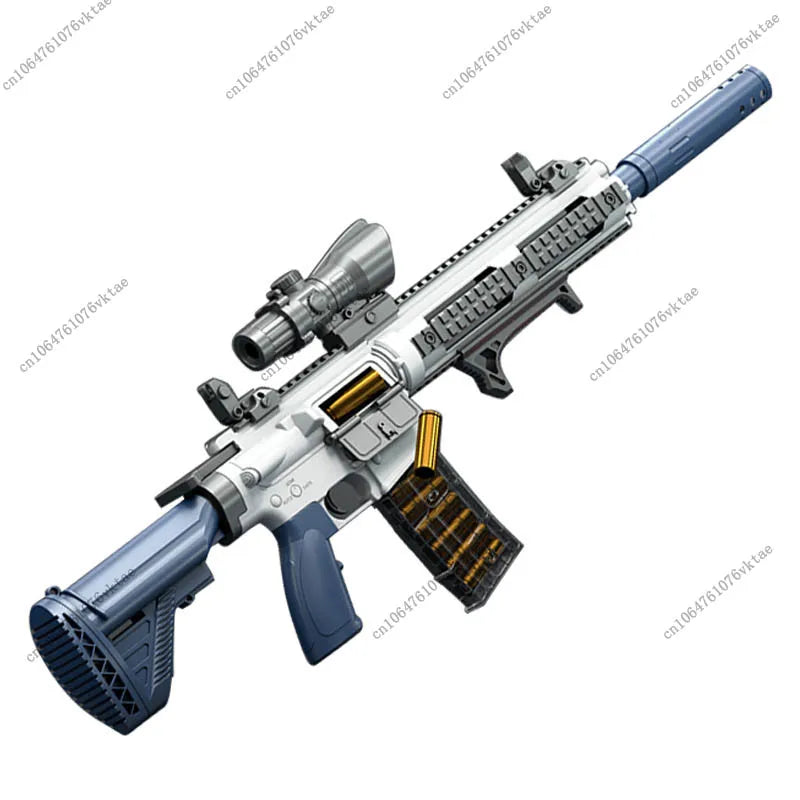 Ultra Shoppings M416 shell-throwing soft bullet sniper gun with jumping shell case, DIY assembly toy gun for kids and enthusiasts.