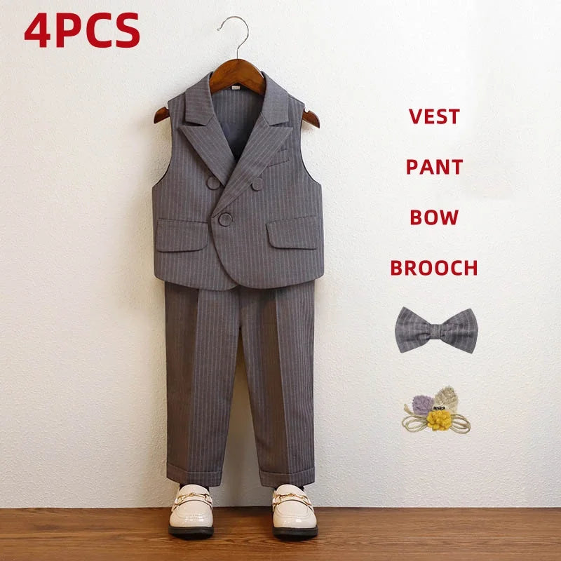 Little Gentleman Korean Striped Suit – Boys’ Party & Ceremony Costume