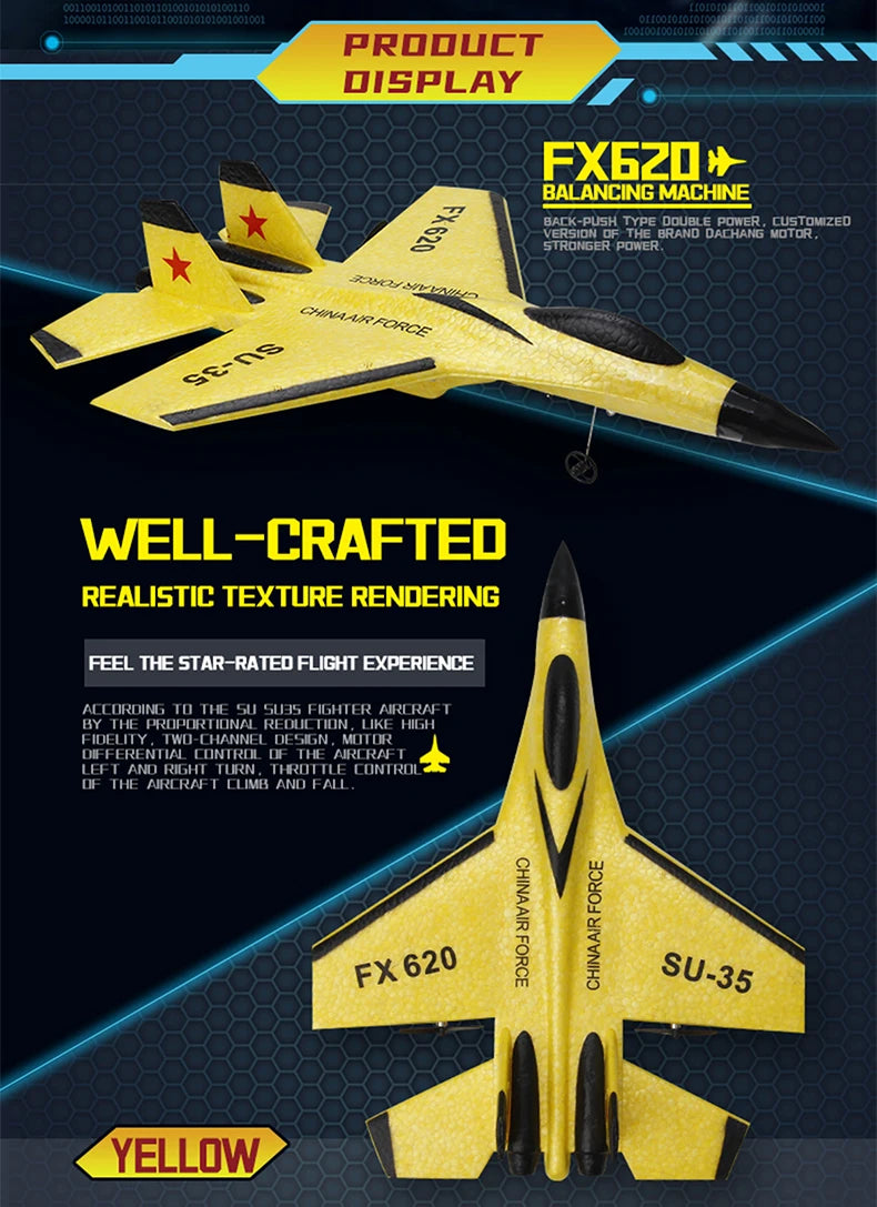 2.4G RC Foam Aircraft SU-35 – Fighter Jet Glider Toy for Kids