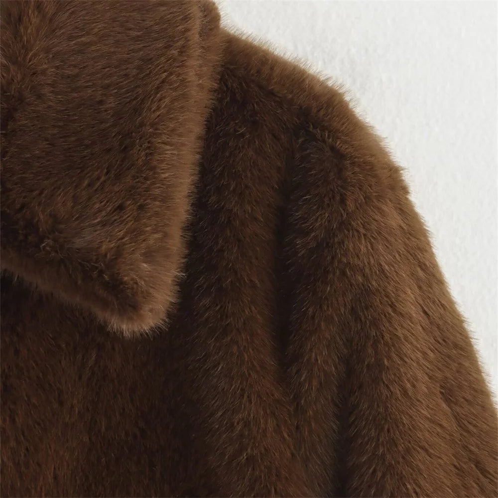 2025 Brown Lapel Button Jacket – Autumn/Winter Chic