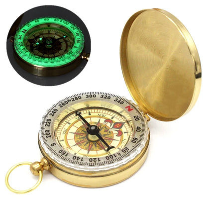 Compass Outdoor Camping Hiking Portable Pocket Brass Gold Color Copper