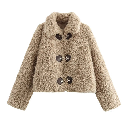 Chic Flip Collar Winter Jacket for Women