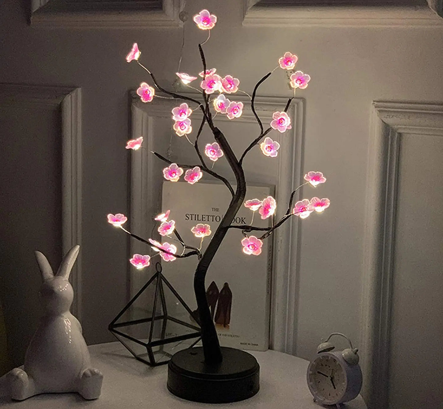 Cherry Blossom LED Tree Lamp: USB/Battery Powered, Touch Control Décor