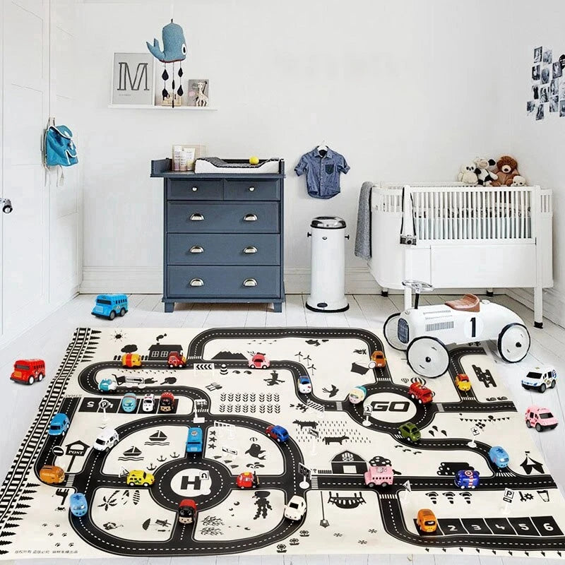 130*100CM Large Road Map Carpet – Educational Traffic Playmat for Kids