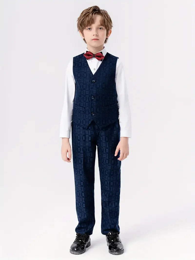 Boys’ Multi-Occasion Suit – Jacket, Vest, Pants & Accessories Set