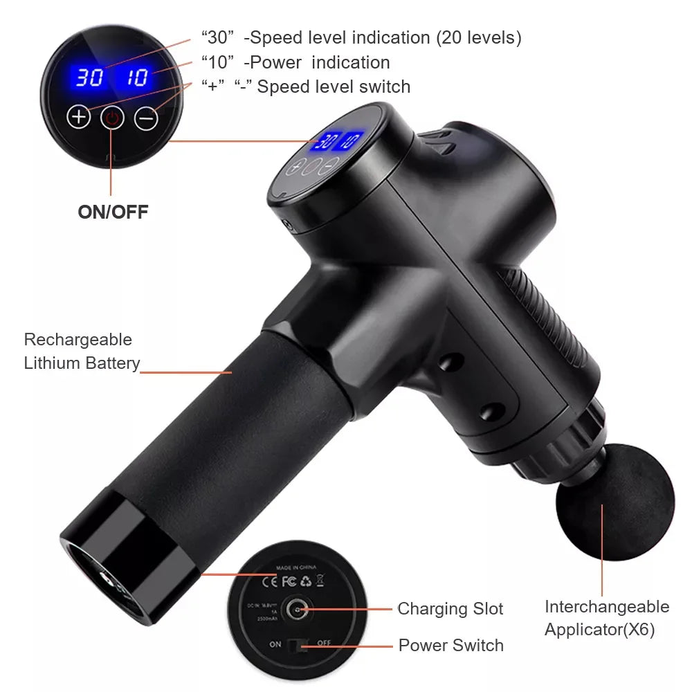 Fascial Massage Gun Electric Percussion Pistol for Deep Tissue Muscle Relaxation & Pain Relief - Ultra Shoppings