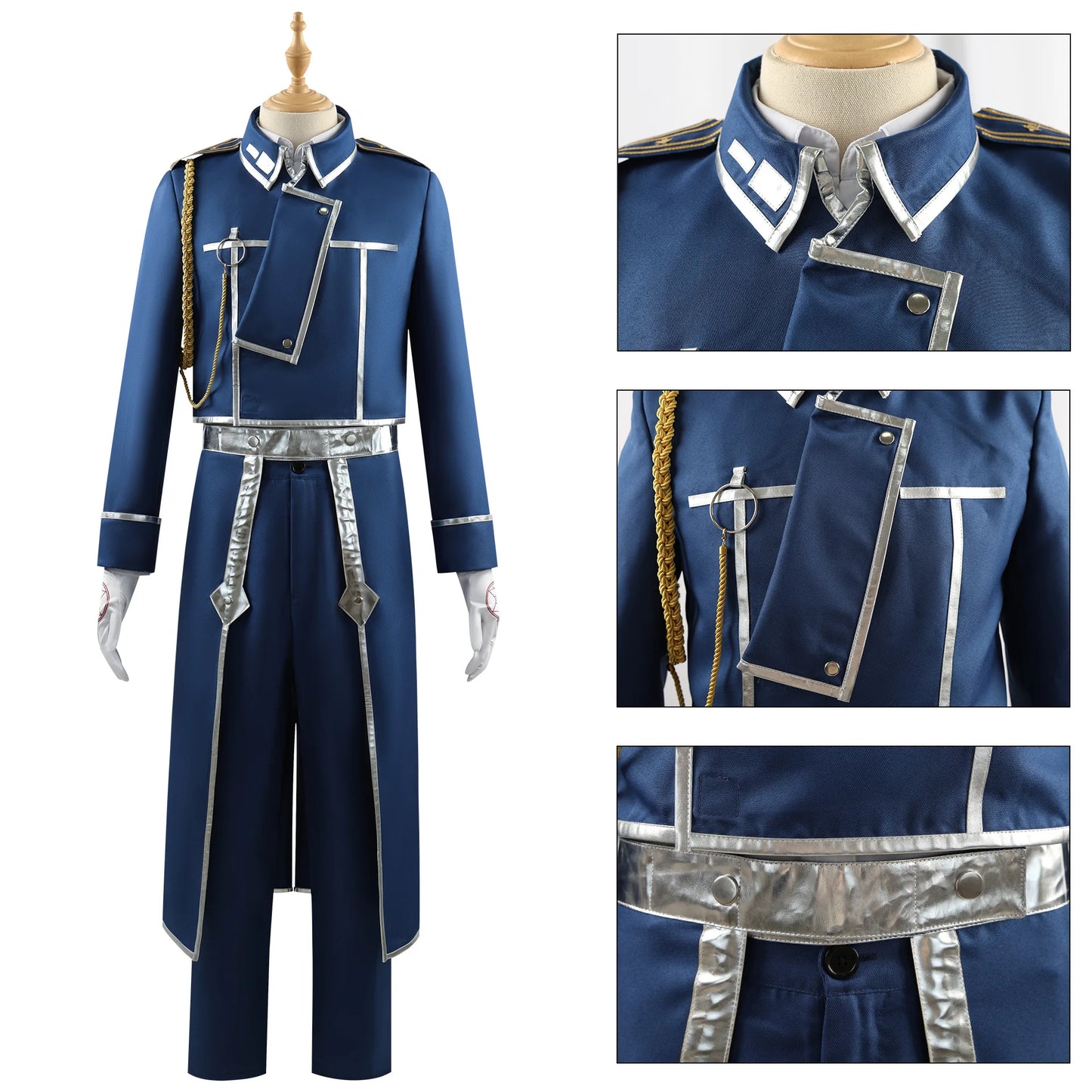 Roy Mustang Anime Cosplay – Blue Uniform Full Set for Party & Role Play