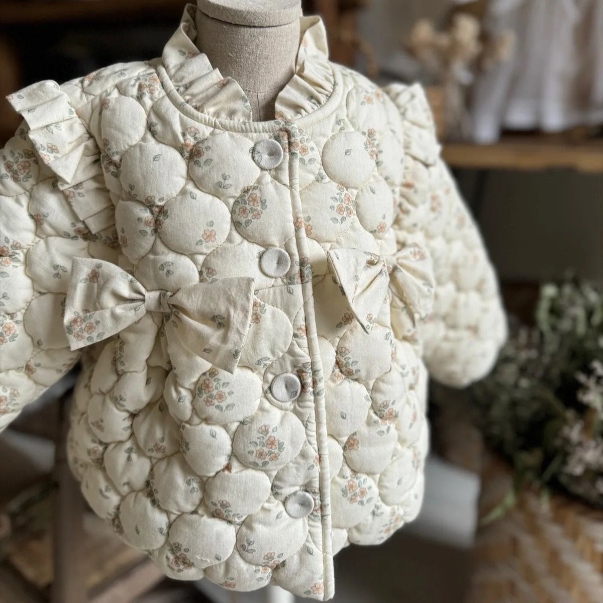 Baby Girls’ Thick Coat – Velvet Lined Floral Winter Jacket