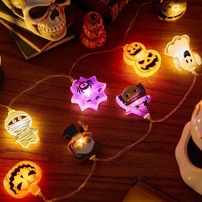 Halloween LED String Lights – Pumpkin, Ghost & Spider Web Decor