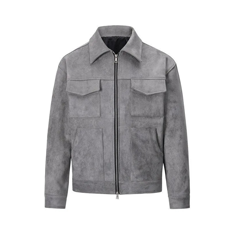 Casual Oversize Men's Jacket – Lapel Zipper Thick Coat