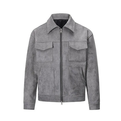 Casual Oversize Men's Jacket – Lapel Zipper Thick Coat