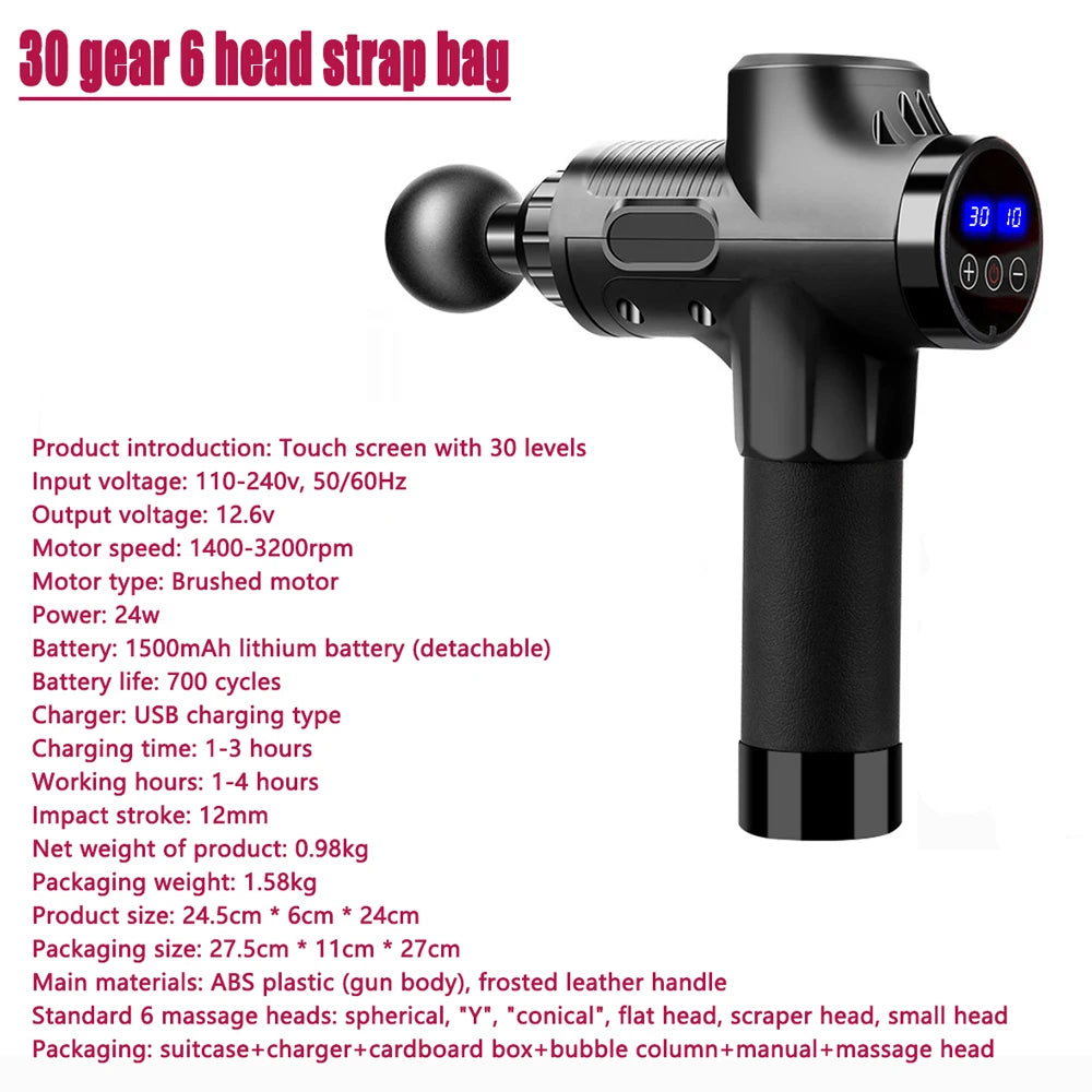 Fascial Massage Gun Electric Percussion Pistol for Deep Tissue Muscle Relaxation & Pain Relief - Ultra Shoppings