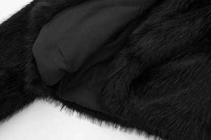Cozy Black Faux Fur Outerwear – Trendy & Warm