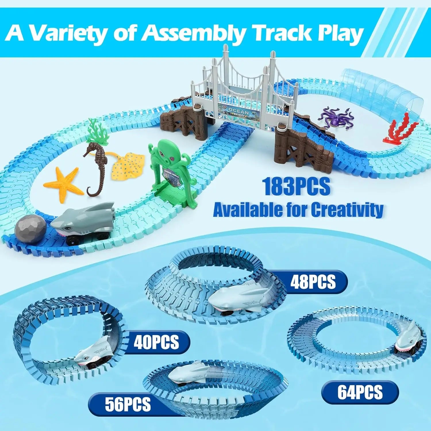 Kids’ Shark Race Car Track – Educational STEM Toy for Ages 3+
