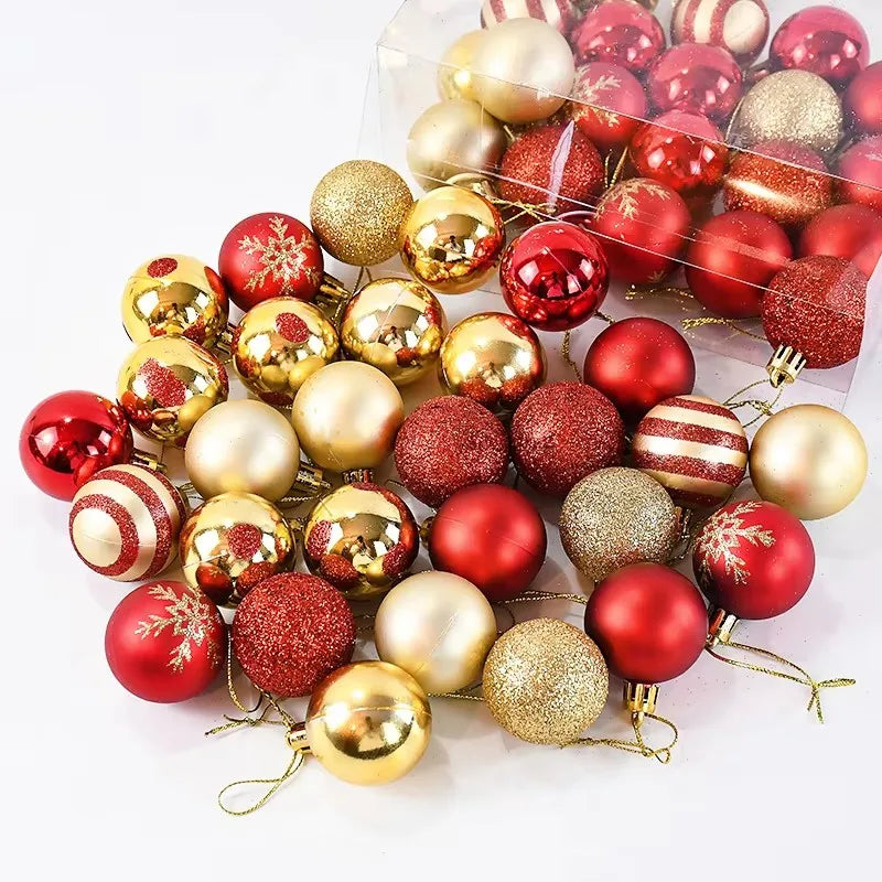 50pcs Christmas Baubles – 4cm Hanging Ornaments for Tree Décor & Holiday Gifts