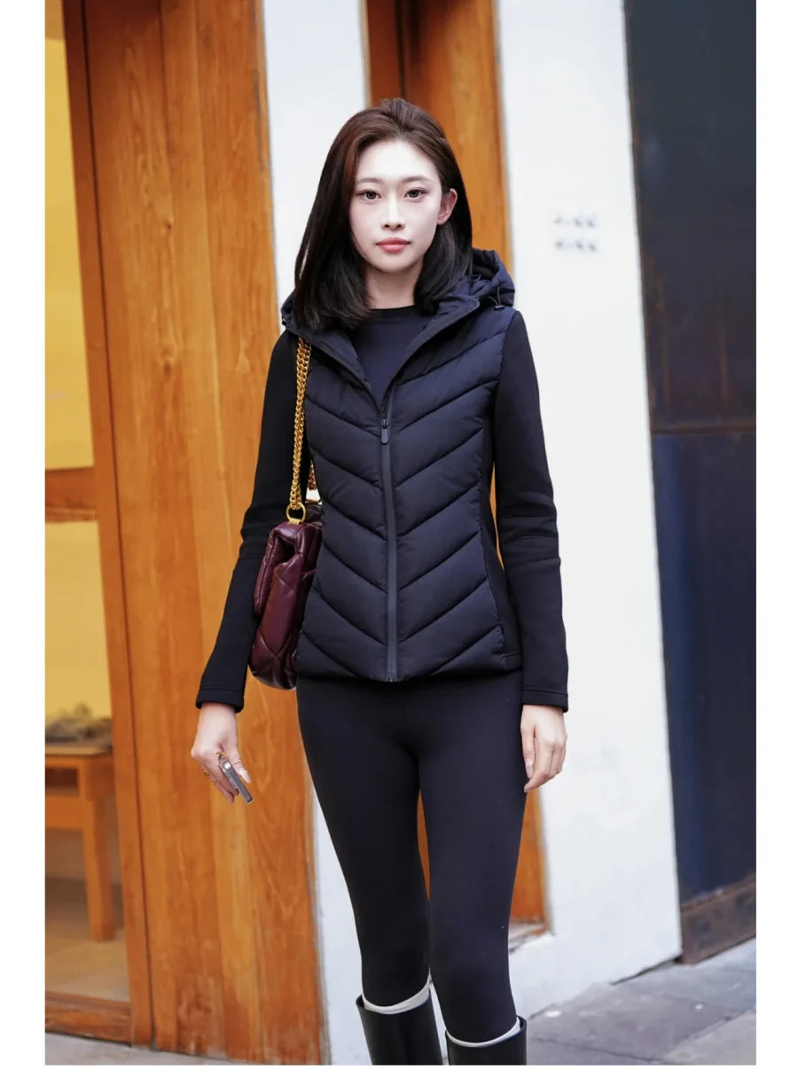 Stylish Warmth: Hooded Patchwork Cotton Jacket